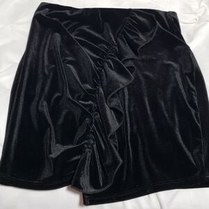 Forever 21 Black Velvet Ruched Pencil Skirt